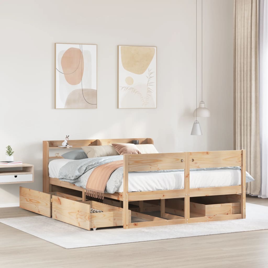 Vetonek Estructura de cama sin colchón madera de pino maciza 120x200 cm