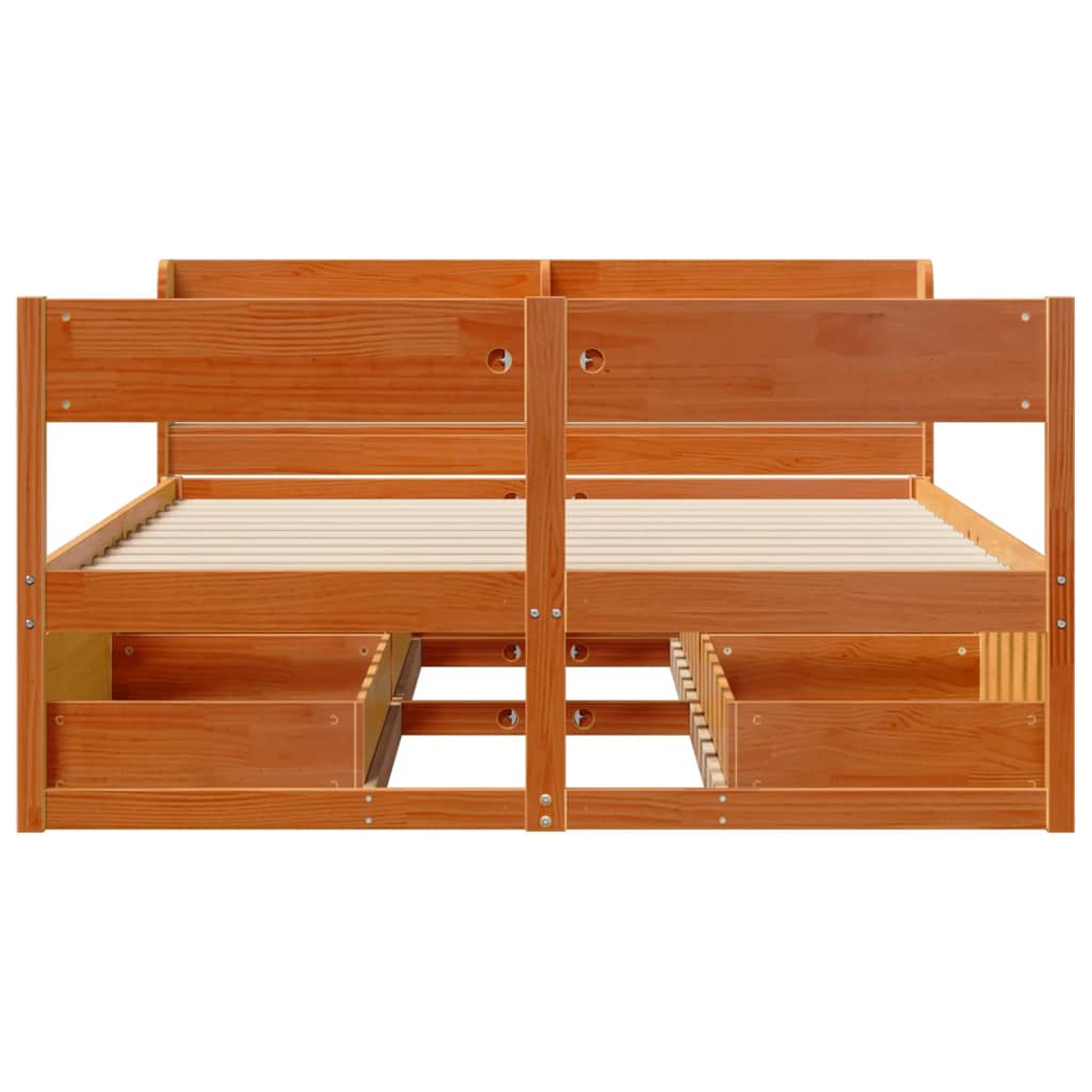 Estructura de cama sin colchón madera maciza marrón 135x190 cm v3955 - Vetonek