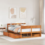 Estructura de cama sin colchón madera maciza marrón 135x190 cm v3955 Vetonek