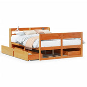 Vetonek Estructura de cama sin colchón madera maciza marrón 120x190 cm
