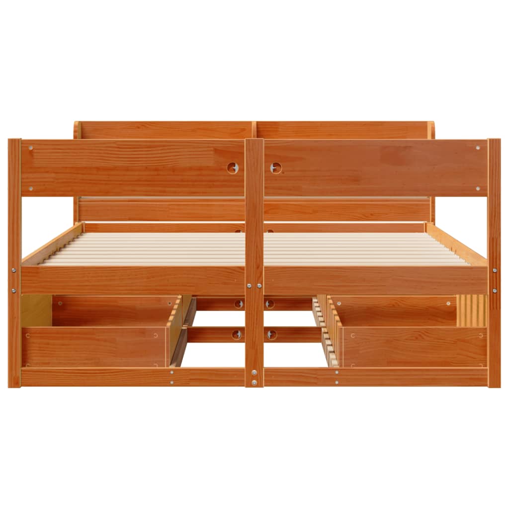 Estructura de cama sin colchón madera maciza marrón 120x190 cm v3986 - Vetonek
