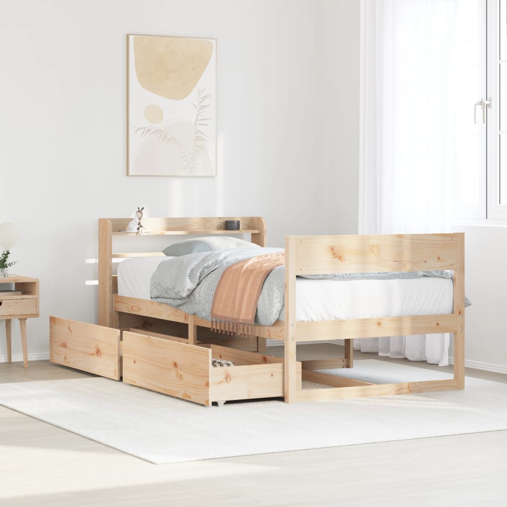 Estructura de cama sin colchón madera maciza de pino 90x190 cm v3993 Vetonek