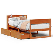Vetonek Estructura de cama sin colchón madera maciza marrón 90x190 cm
