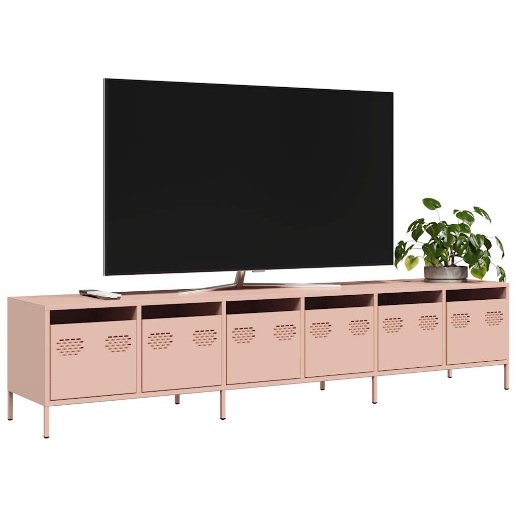 Vetonek Mueble para TV acero laminado en frío rosa 202x39x43,5 cm