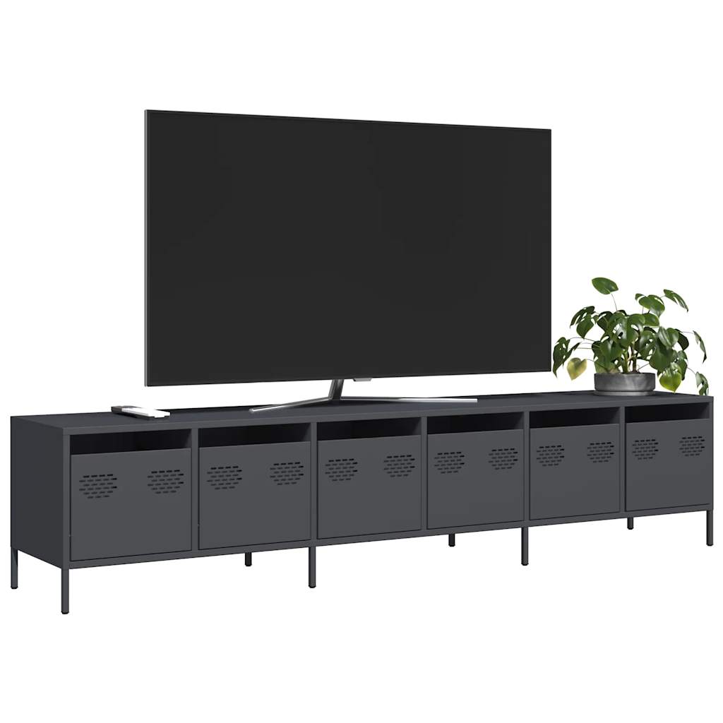 Vetonek Mueble de TV acero laminado en frío antracita 202x39x43,5 cm