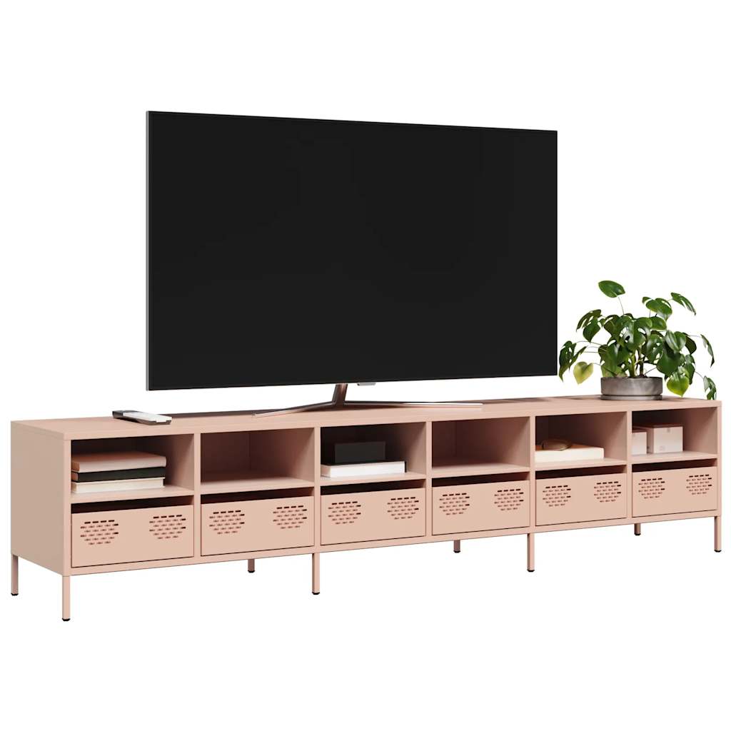 Vetonek Mueble para TV acero laminado en frío rosa 202x39x43,5 cm