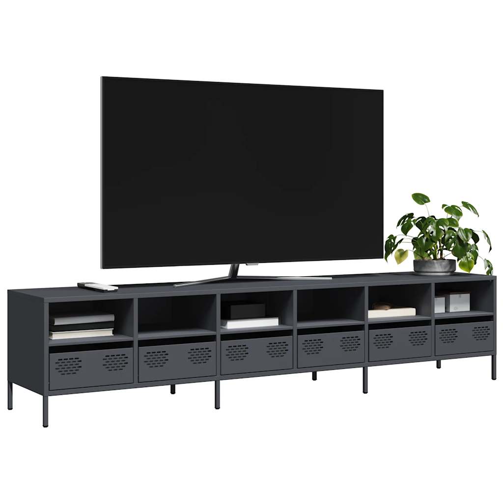 Vetonek Mueble de TV acero laminado en frío antracita 202x39x43,5 cm