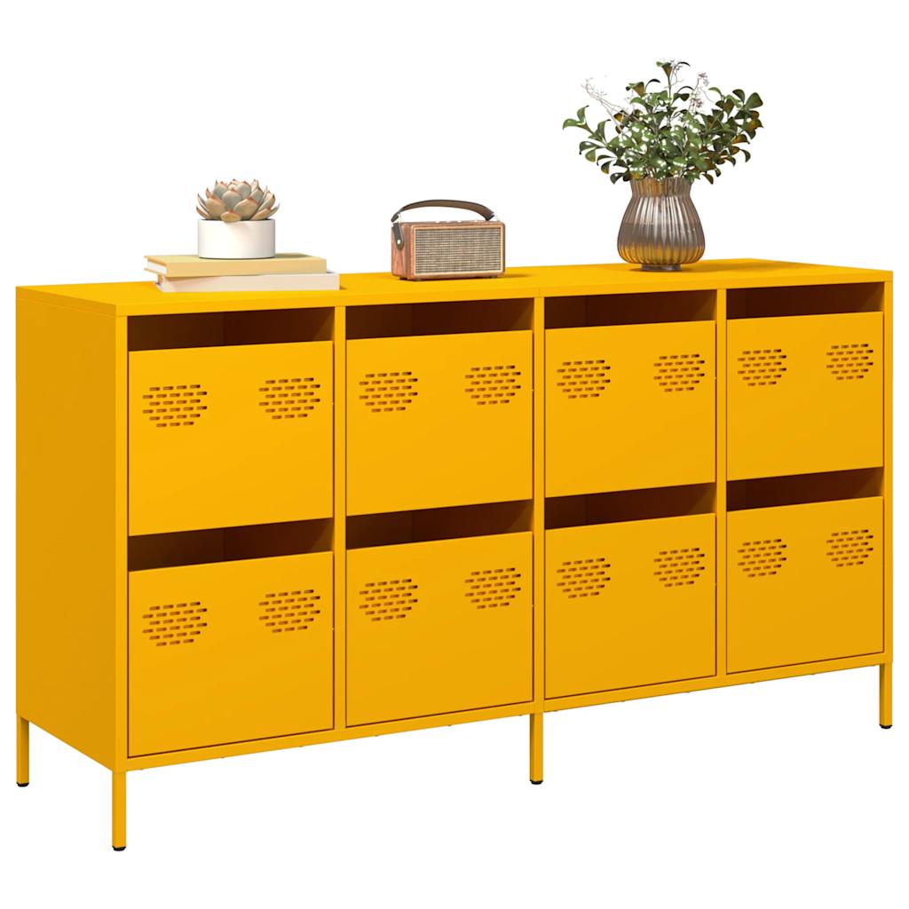 Vetonek Aparador acero laminado en frío amarillo mostaza 135x39x73,5 cm