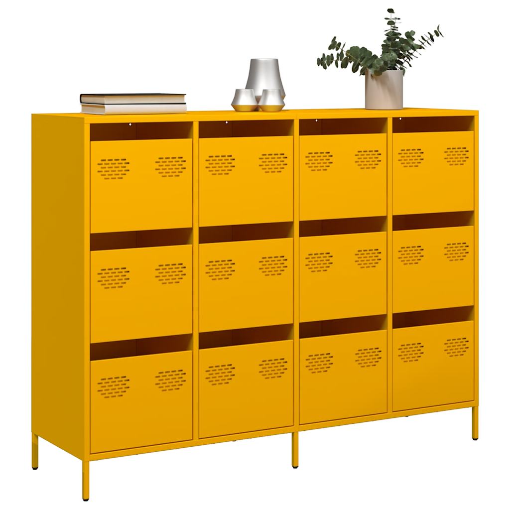 Vetonek Aparador acero laminado en frío amarillo mostaza 135x39x103,5cm