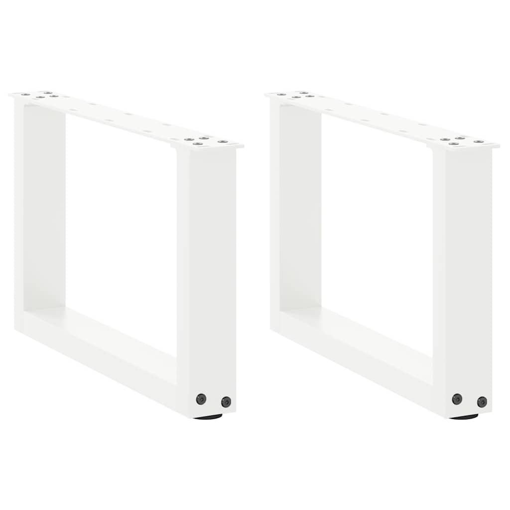 Vetonek Patas de mesa de centro forma U 2uds acero blanco 50x(30-31) cm