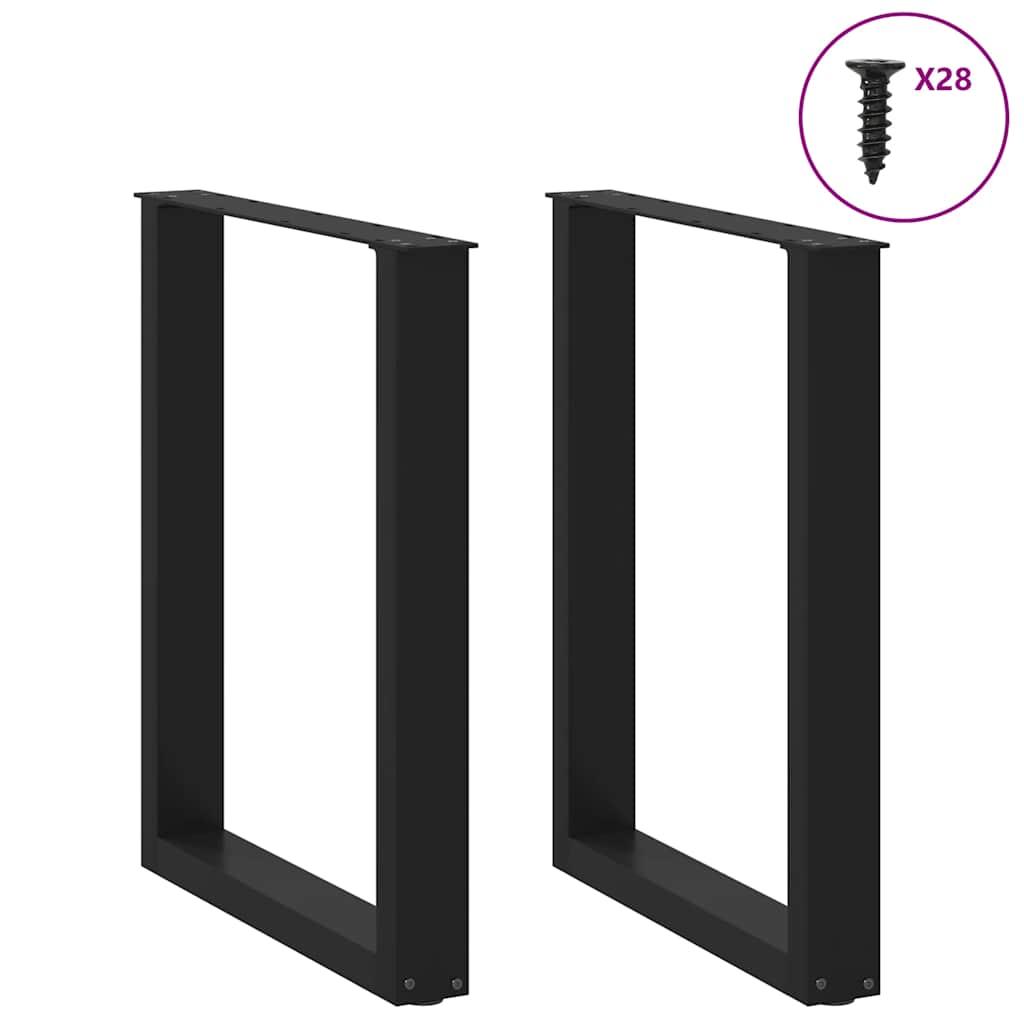 Patas para mesa centro forma U 2 uds acero negro 70x(72-73) cm