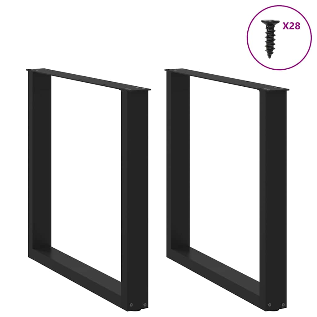 Patas para mesa centro forma U 2 uds acero negro 80x(72-73) cm