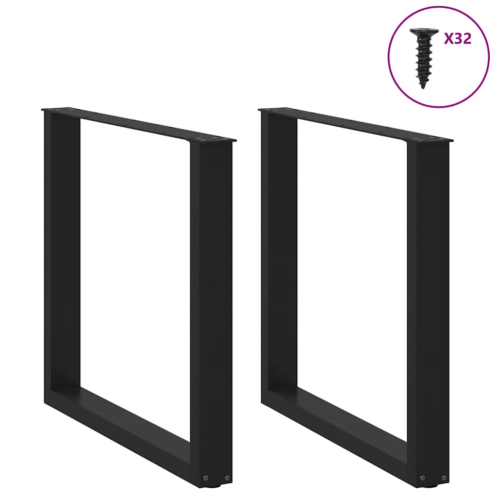 Patas para mesa centro forma U 2 uds acero negro 90x(72-73) cm