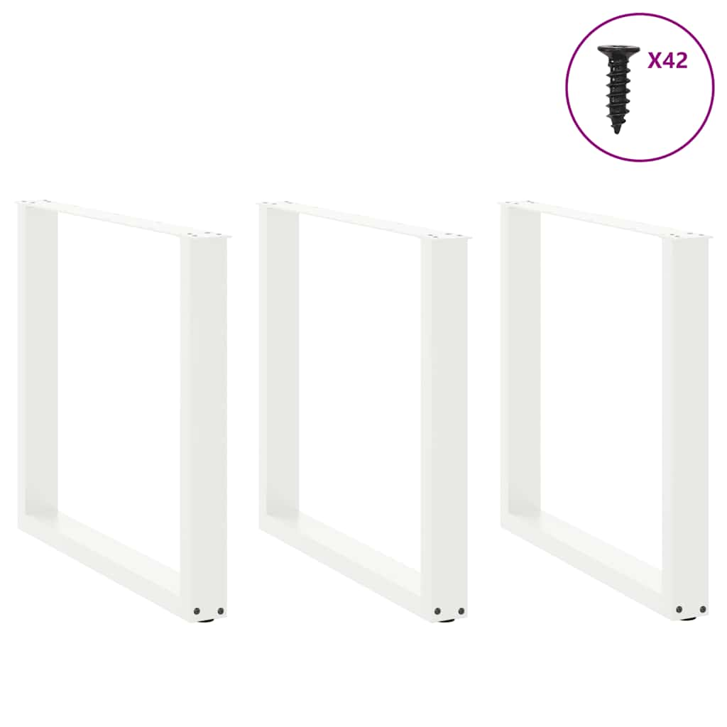 Patas para mesa centro forma U 3 uds blanco 80x(72-73) cm acero