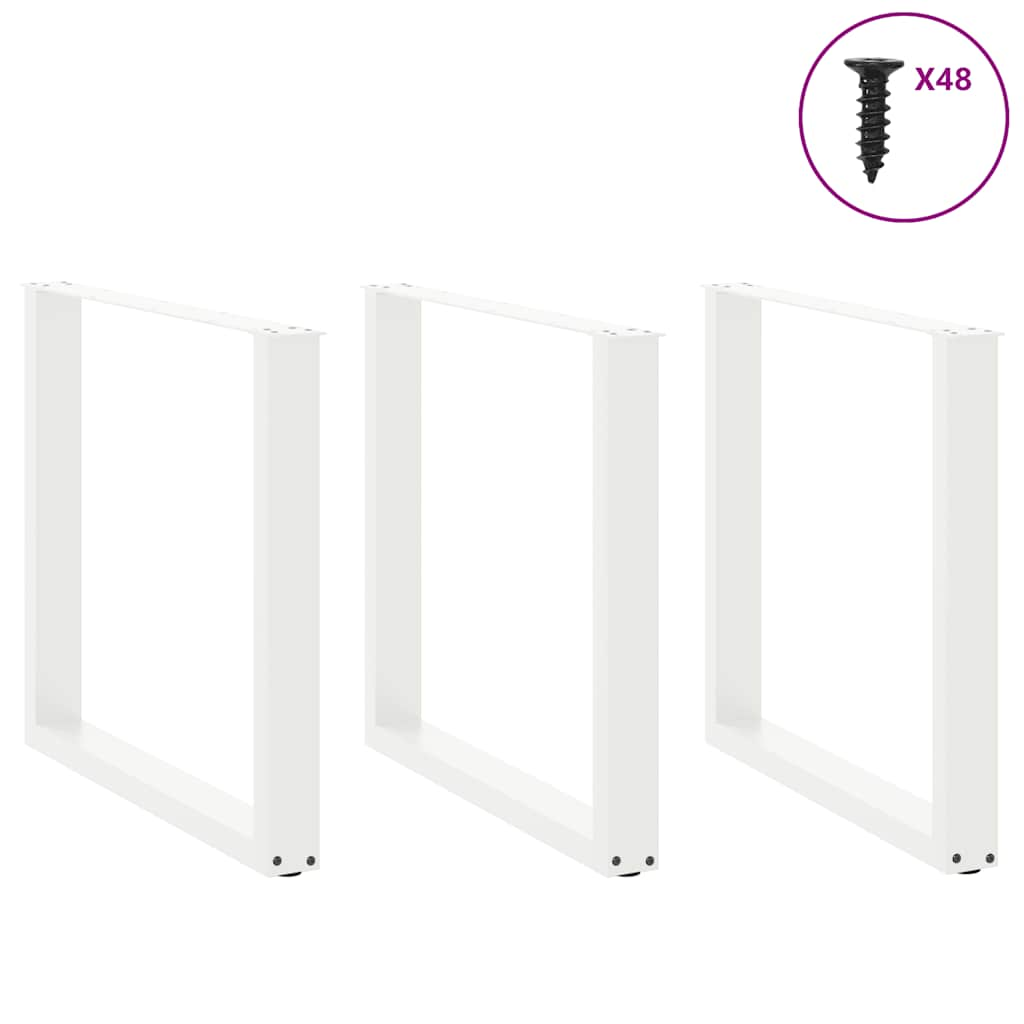 Patas para mesa centro forma U 3 uds blanco 90x(72-73) cm acero