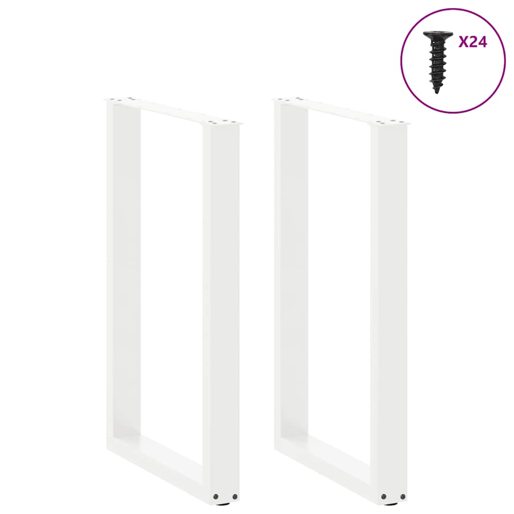 Patas de mesa de centro forma U 2uds acero blanco 60x(90-91) cm