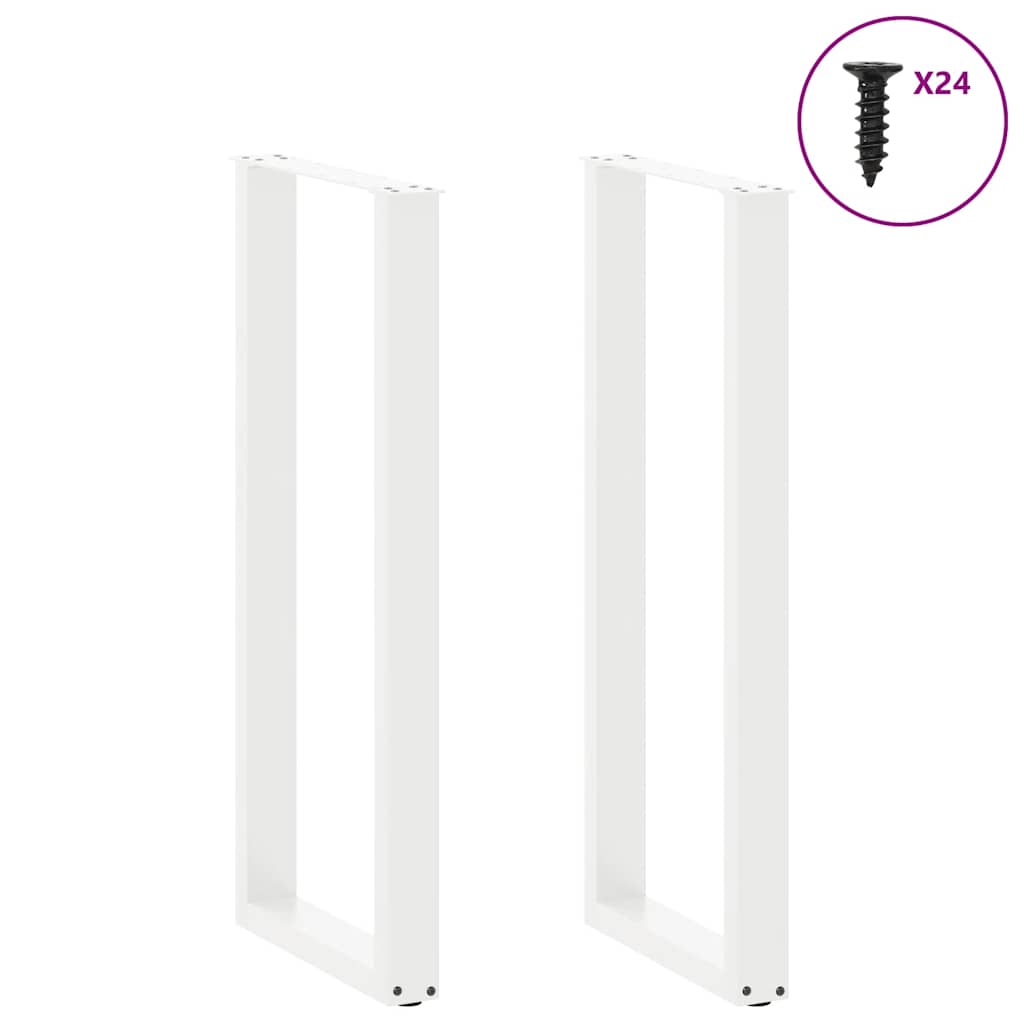 Patas de mesa centro forma U 2uds acero blanco 50x(110-111) cm