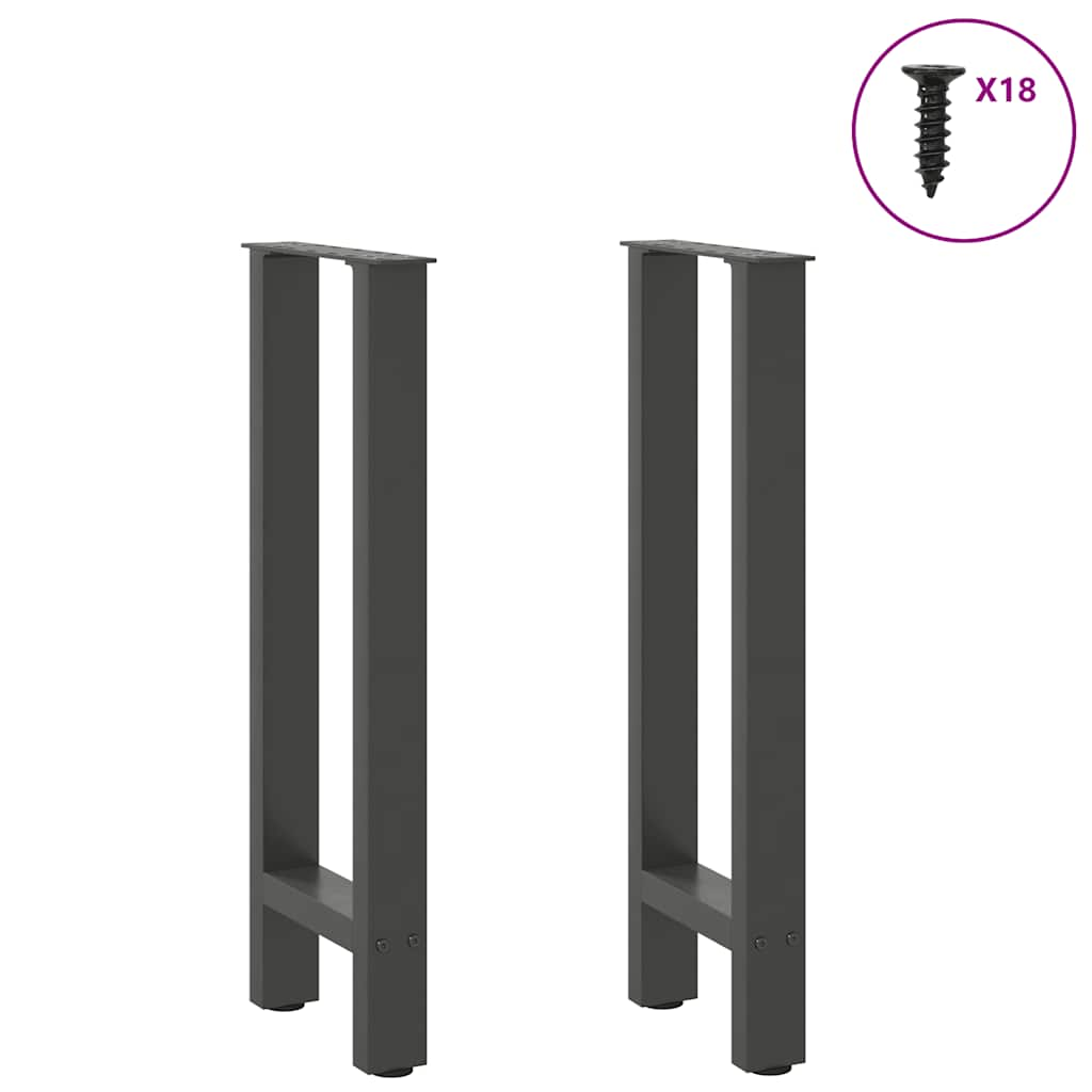 Patas de mesa de centro acero antracita 2 uds 28x(72-73) cm