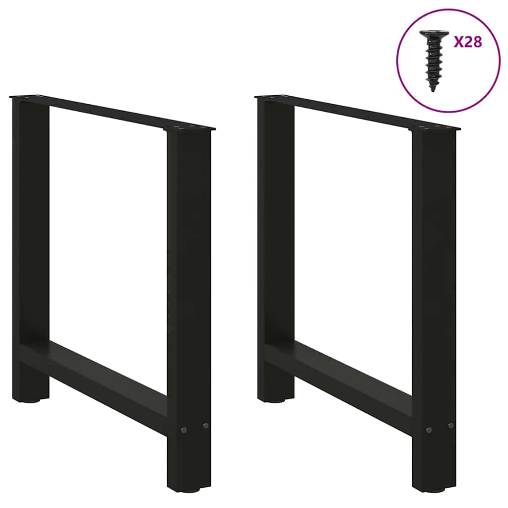 Vetonek Patas de mesa de centro acero negro 2 uds 70x(72-73) cm