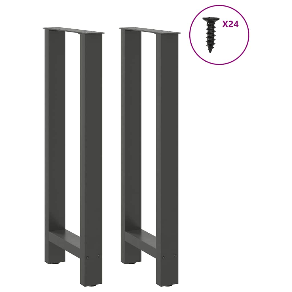 Patas de mesa de centro acero antracita 2 uds 50x(100-101) cm