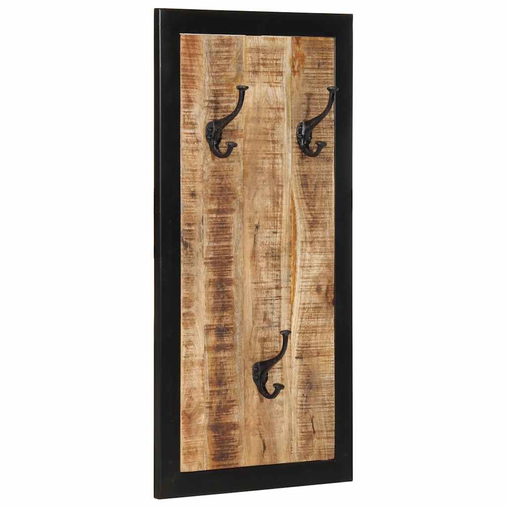 Vetonek Perchero madera maciza de mango rugosa 40x2x80 cm