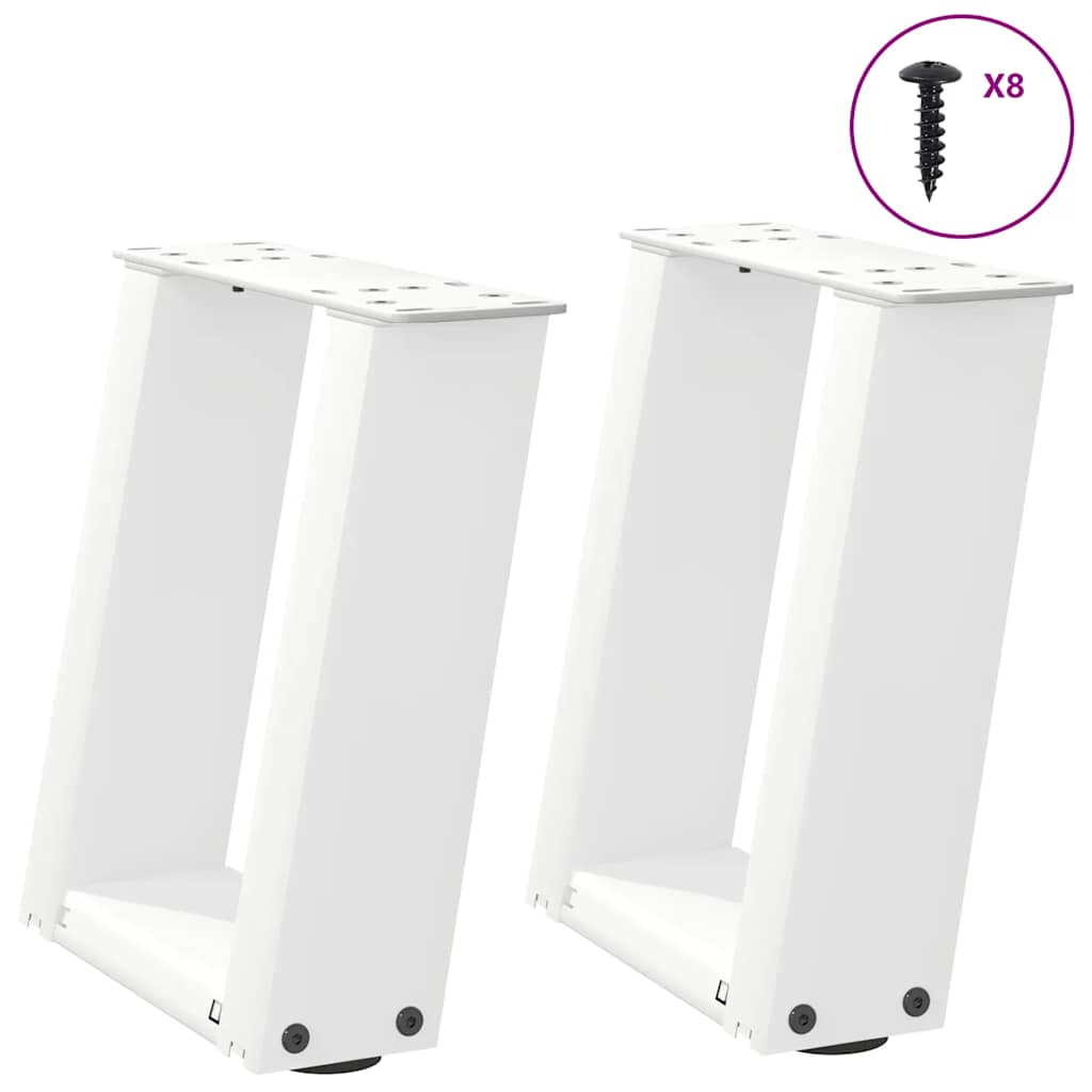 Vetonek Patas de mesa de centro forma U 2uds acero blanco 30x(30-31) cm