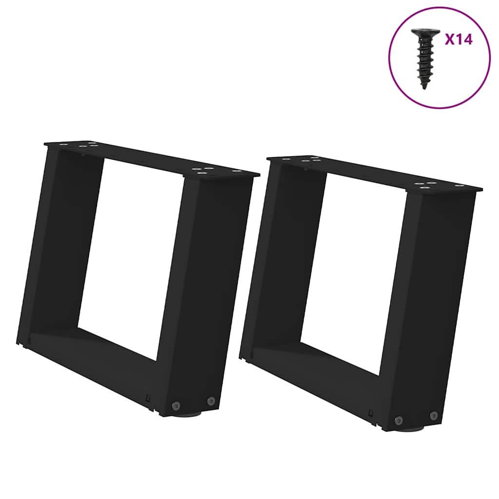 Vetonek Patas de mesa de centro forma U 2uds acero negro 40x(30-31) cm