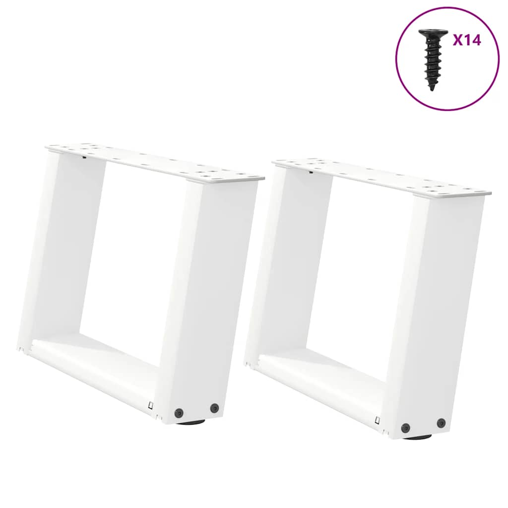 Vetonek Patas de mesa de centro forma U 2uds acero blanco 40x(30-31) cm