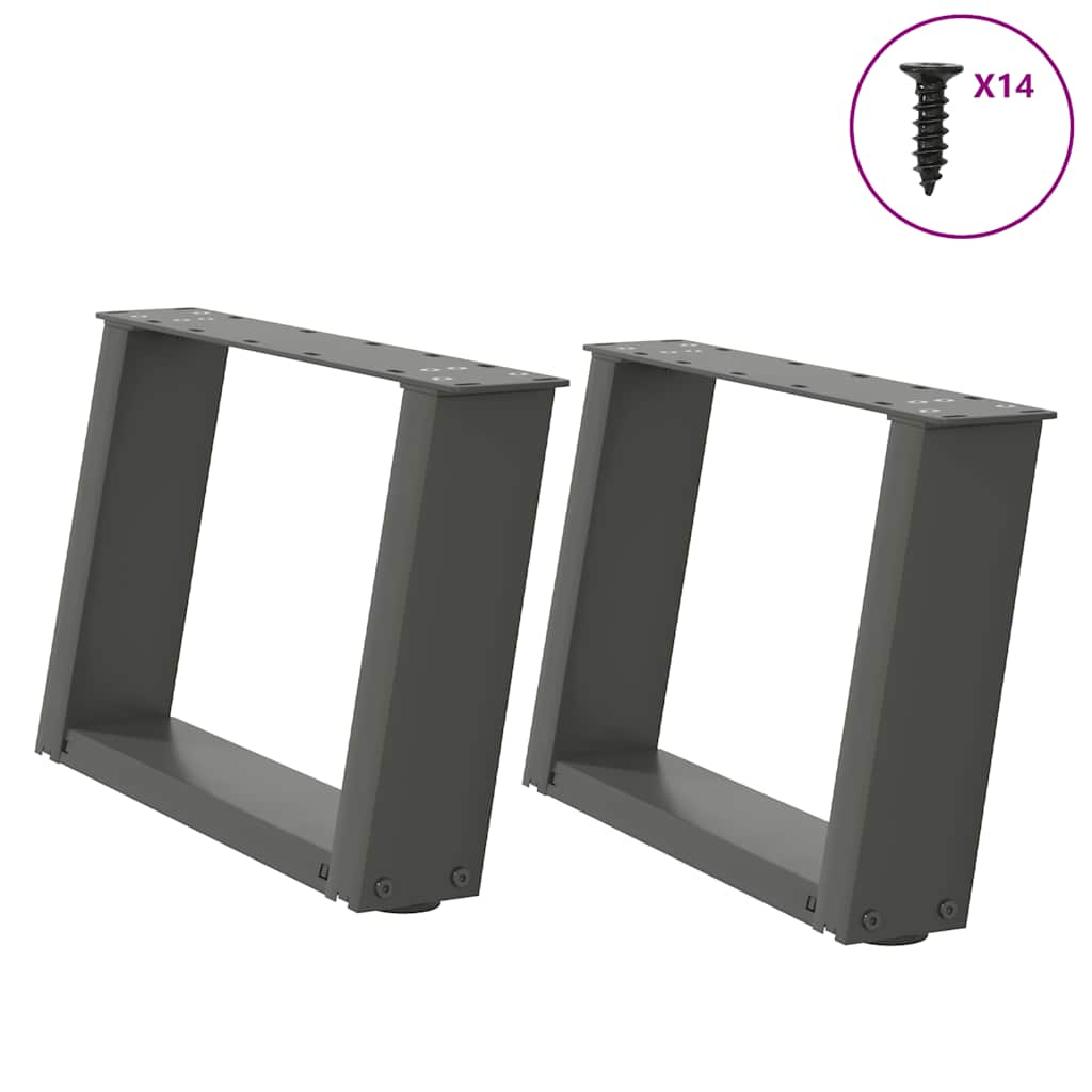 Vetonek Patas de mesa centro forma U 2uds acero antracita 40x(30-31) cm