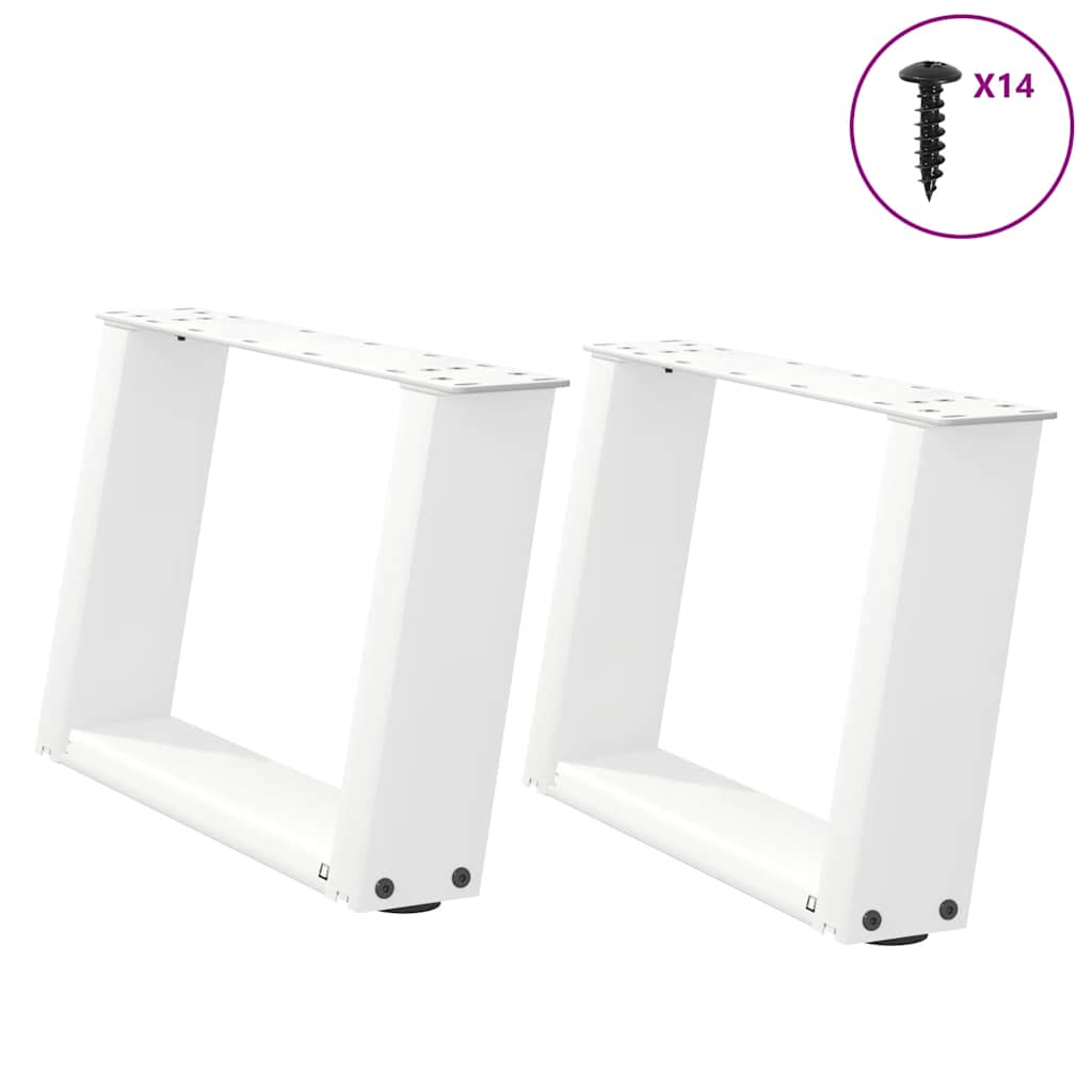 Vetonek Patas de mesa de centro forma U 2uds acero blanco 50x(30-31) cm