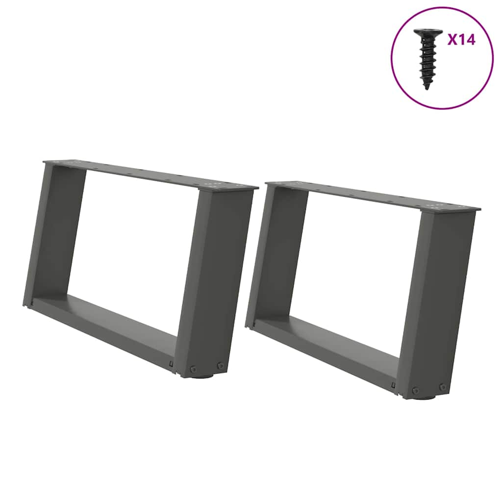 Vetonek Patas de mesa centro forma U 2uds acero antracita 60x(30-31) cm