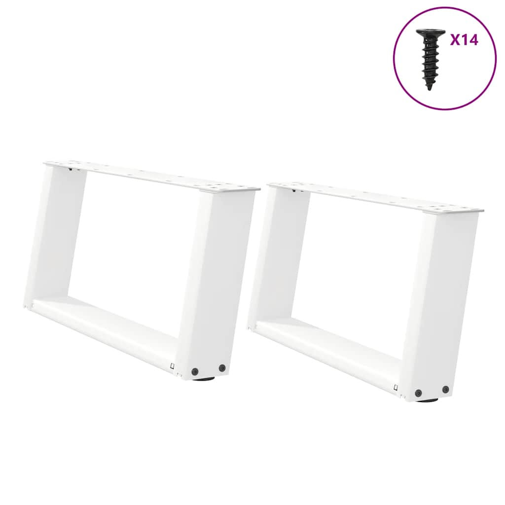 Vetonek Patas de mesa de centro forma U 2uds acero blanco 70x(30-31) cm