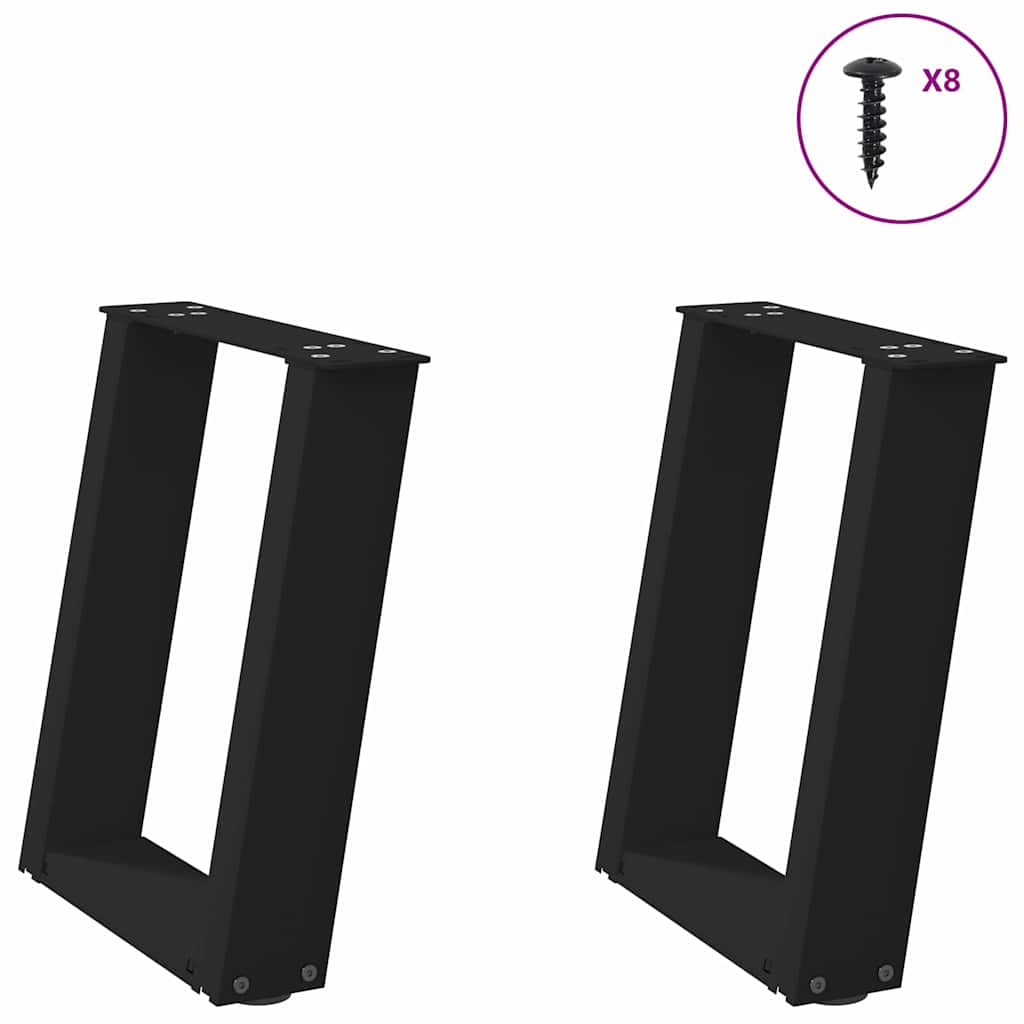 Vetonek Patas de mesa de centro forma U 2uds acero negro 28x(42-43) cm