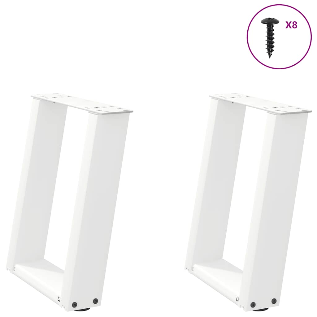 Vetonek Patas de mesa de centro forma U 2uds acero blanco 28x(42-43) cm