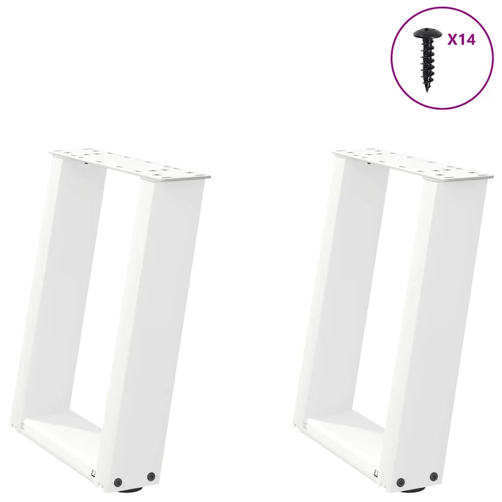 Vetonek Patas de mesa de centro forma U 2uds acero blanco 38x(42-43) cm