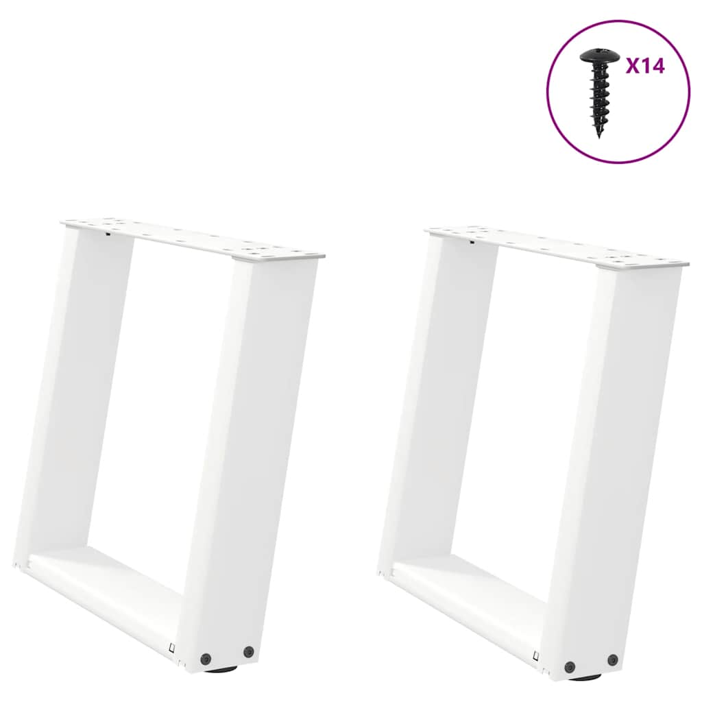 Vetonek Patas de mesa de centro forma U 2uds acero blanco 50x(42-43) cm