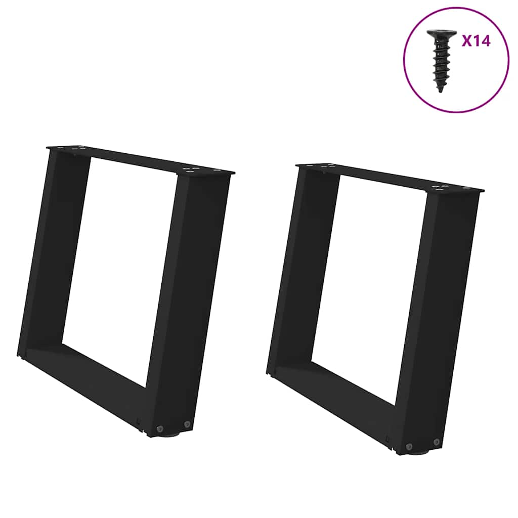 Vetonek Patas de mesa de centro forma U 2uds acero negro 60x(42-43) cm