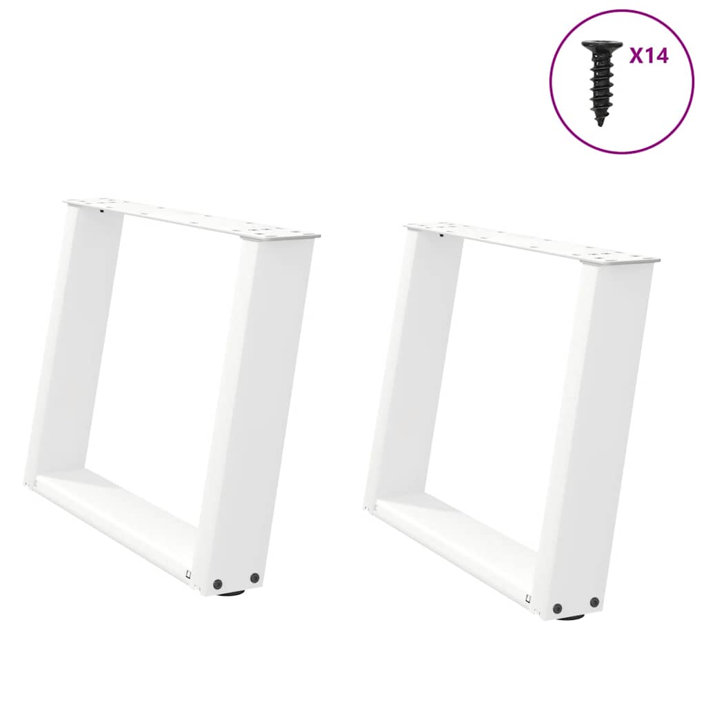 Vetonek Patas de mesa de centro forma U 2uds acero blanco 60x(42-43) cm