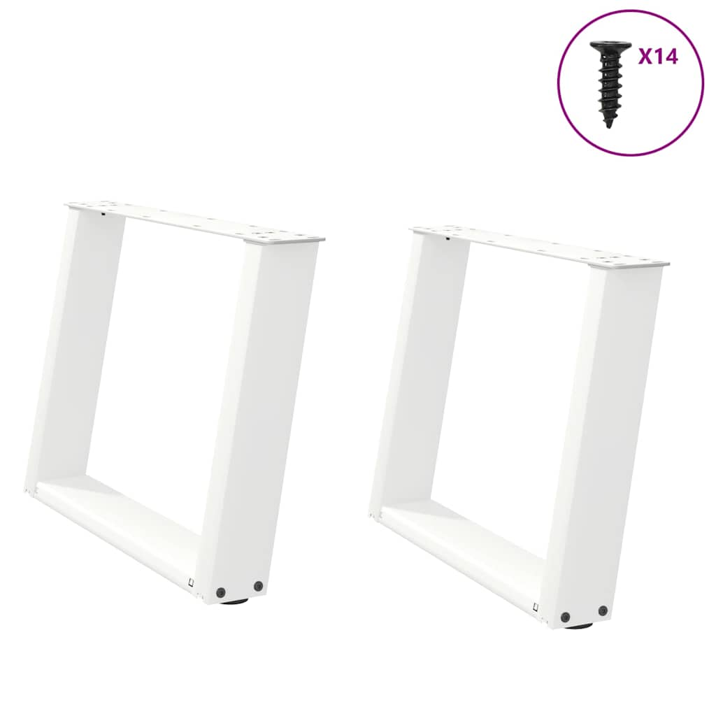 Vetonek Patas de mesa de centro forma U 2uds acero blanco 70x(42-43) cm