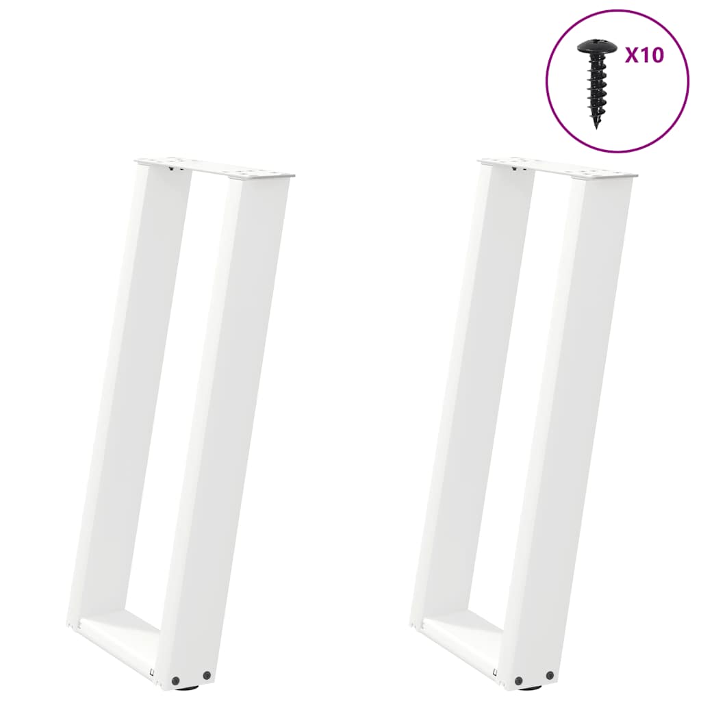 Vetonek Patas de mesa consola forma U 2 uds acero blanco 28x(72-73) cm