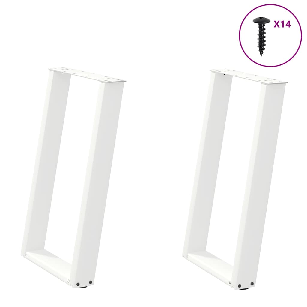 Vetonek Patas para mesa comedor forma U 2uds acero blanco 50x(72-73) cm