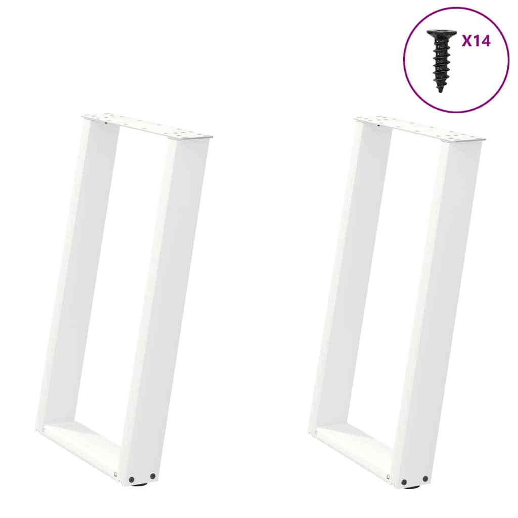 Vetonek Patas para mesa de comedor en forma de U 2 uds acero blanco