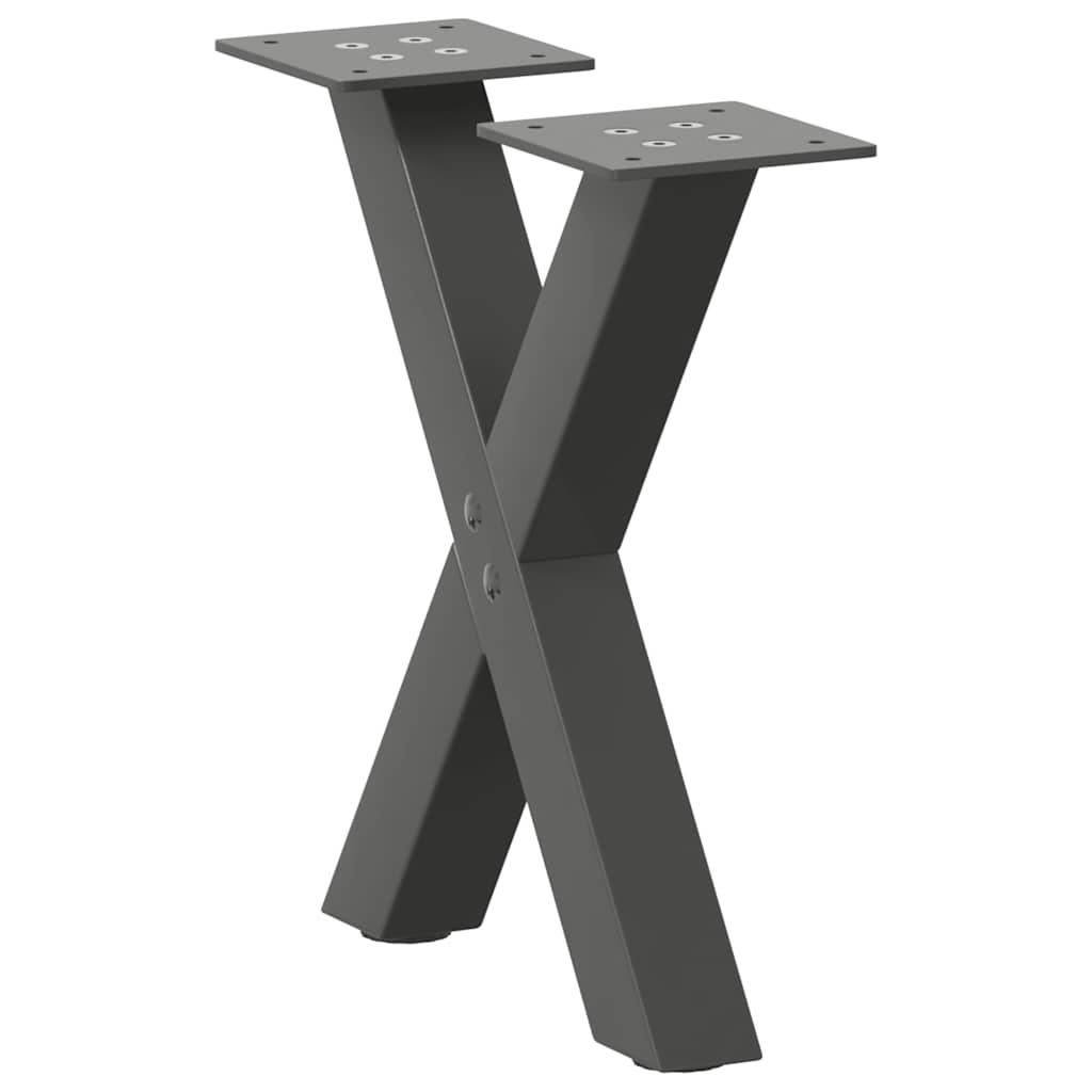 Vetonek Patas de mesa centro forma X 2uds acero antracita 30x(30-31) cm