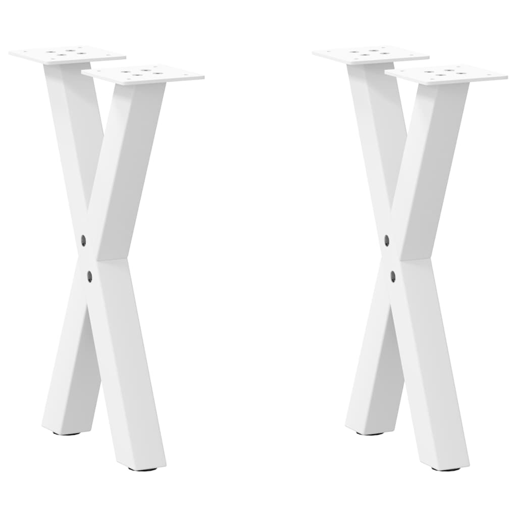 Vetonek Patas de mesa de centro forma X 2uds acero blanco 38x(42-43) cm