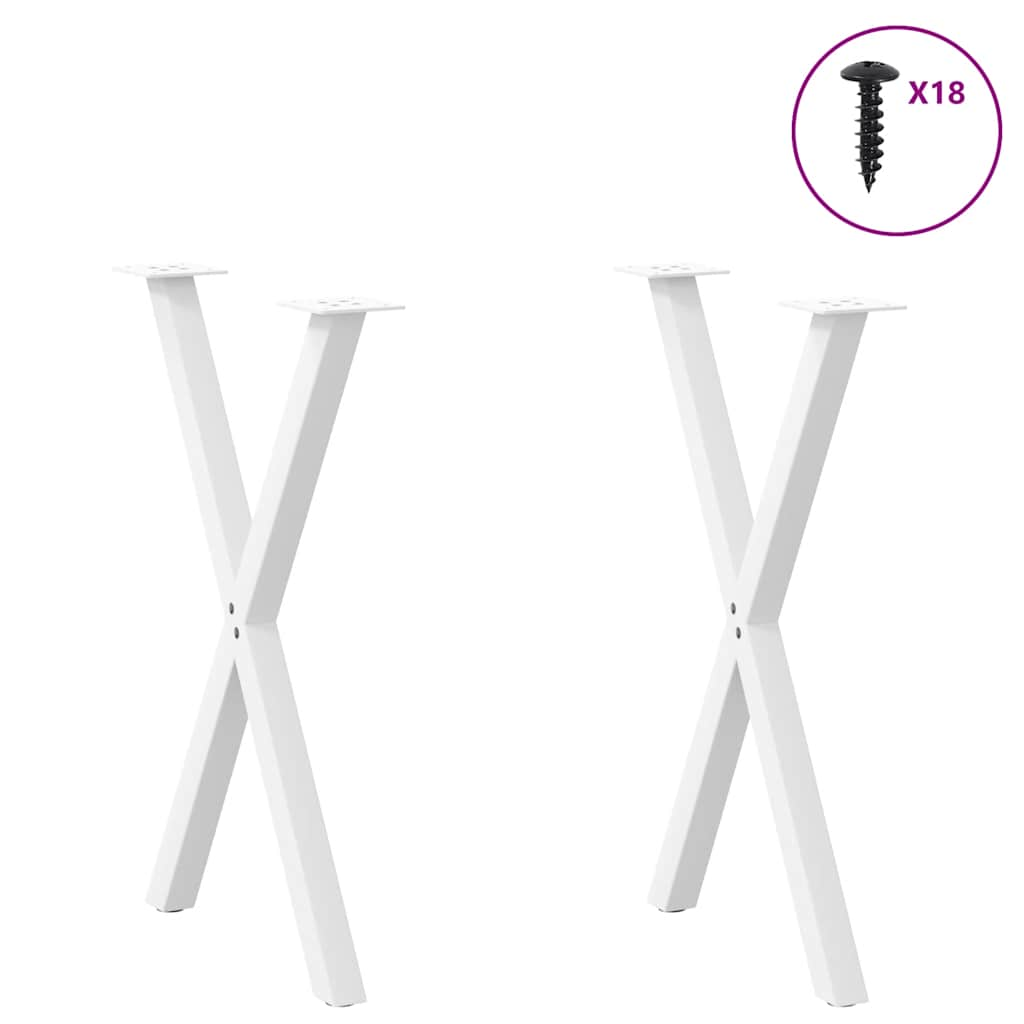 Patas para mesa de comedor en forma de X 2 uds acero blanco