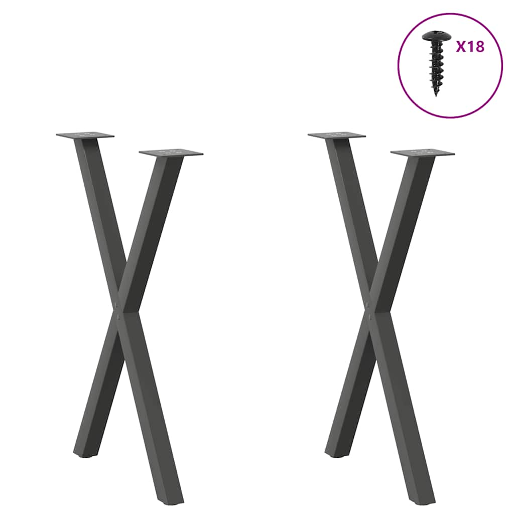 Patas para mesa de comedor en forma de X 2 uds acero antracita