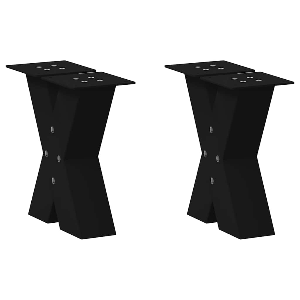 Vetonek Patas de mesa de centro forma X 2uds acero negro 30x(30-31) cm