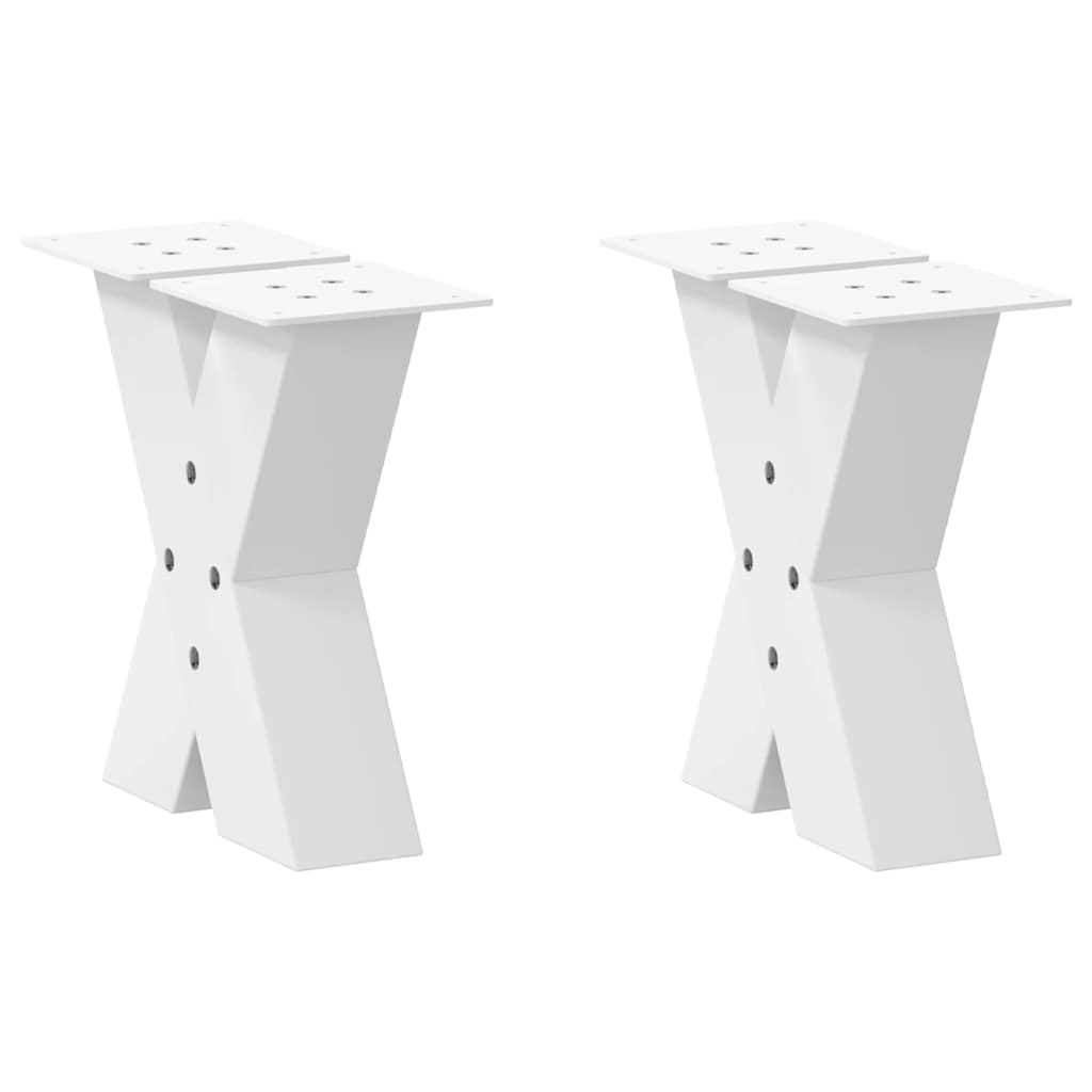 Vetonek Patas de mesa de centro forma X 2uds acero blanco 30x(30-31) cm