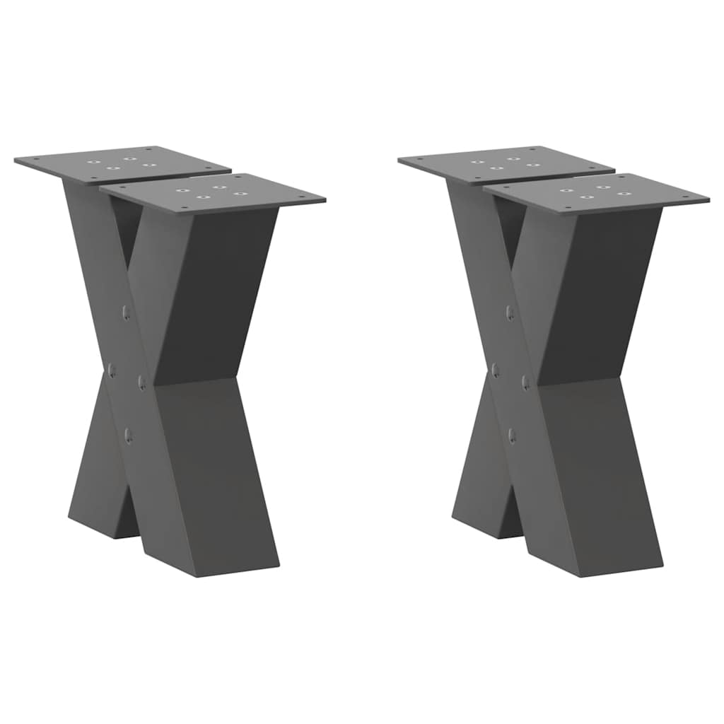 Vetonek Patas de mesa centro forma X 2uds acero antracita 30x(30-31) cm