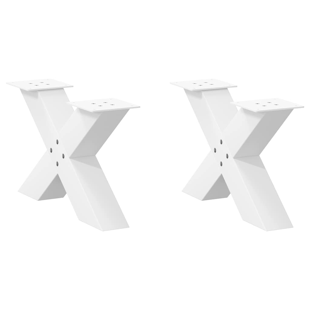 Vetonek Patas de mesa de centro forma X 2uds acero blanco 60x(30-31) cm